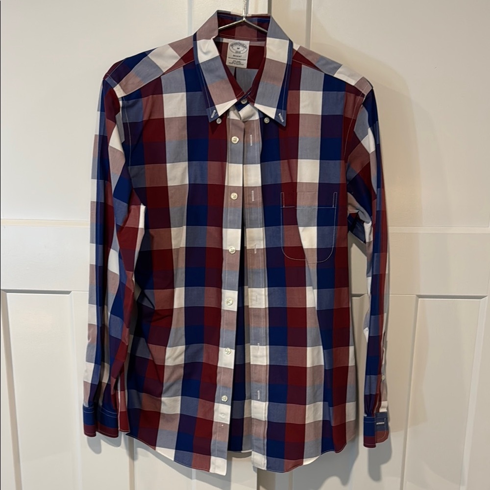 Brooks Brothers Red and Blue Plaid Casual Button Down Shirt